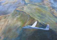 464 soaring over the Beacons, oil, 20 x 16 ins (Out on loan)