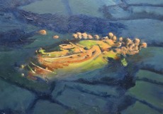 Castel-Dinas-catches-the-setting-sun, oil, 9 x 6 ins