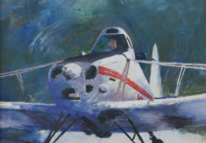 A snowy take off in Papa Alpha, 