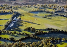 Evening shadows on the airfield, oil, 16 x 12 ins
