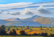 Morning light on the Beacons, oil, 32 x 12 ins