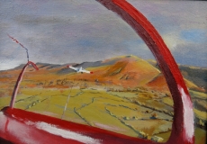 Snoopy takes an evening tow to Edas , oil, 7 x 5 ins